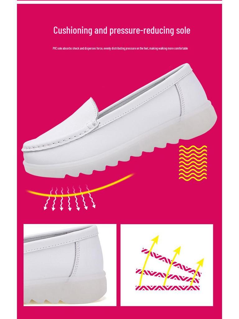 Dámské pohodlné kožené pracovní boty s protiskluzovou podrážkou: Prodyšné, Odolné proti zápachu, Měkká podrážka, Ideální pro celodenní nošení.