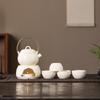 Ceramic Portable Tea Stove Set: Japanese-Style Warm Tea Pot with Handle and Heating Base