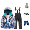 Children's Fashion Skiwear Set Boys' And Girls' Thickened Waterproof Thermal Ski Suit Five-Piece Outfit With Jacket And Trousers