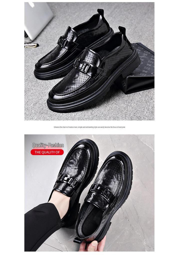 Men's Trendy Breathable Leather Slip-On Shoes: Versatile, Fashionable, and Comfortable for Business or Casual Wear