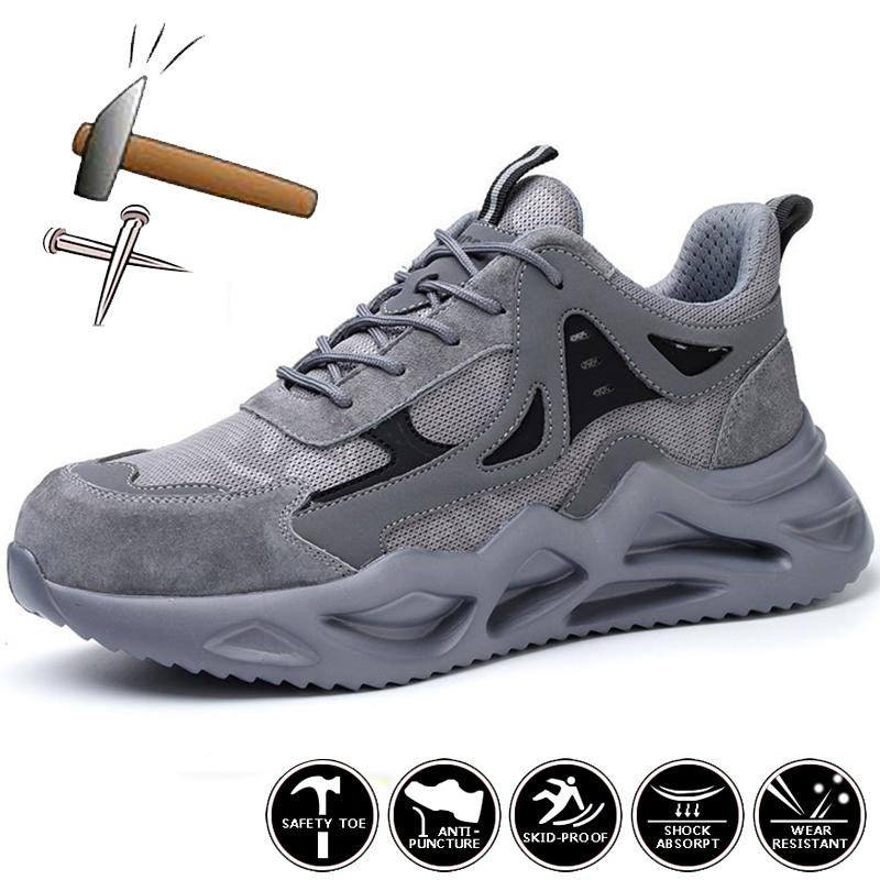 Men Breathable Safety Shoes Indestructible Puncture-Proof Work Sneakers Men Light Work Shoes Male Protective Steel Toe Shoes