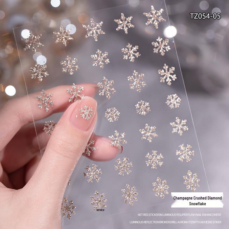 

Шампань Переливающийся Дробленый Бриллиант Хромированные Наклейки для Ногтей Chrome Hearts: Дизайны с бабочкой, розой, кроликом и снежинкой