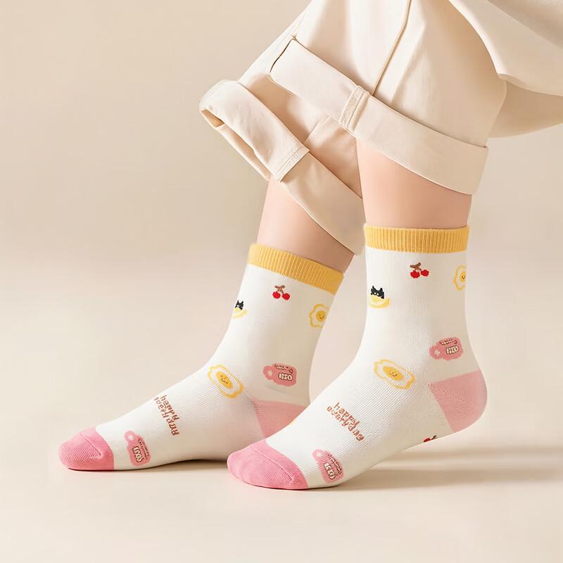 MaoRen Girls' Pure Cotton Cartoon Antibacterial Socks
