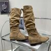 European goods heightened suede high tube but knee boots autumn 2025 new pointed temperament fashion boots sleeve women's boots
