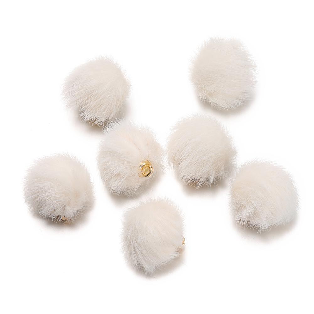 10pcs 17mm Plush Fur Covered Ball Beads Charms Pompom Beads Pendant for DIY Earring Bag Keychain Pendant Jewelry Making Supplies