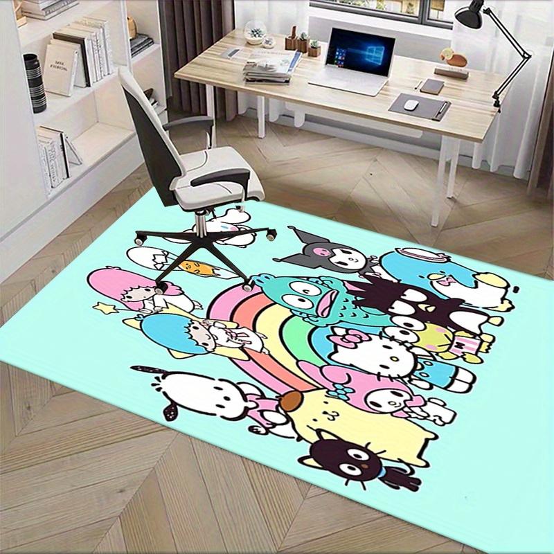 Office Rug Hello Kitty, Sanrio Characters Anti-Slip Rug, Machine Washable for Living Room, Bedroom, Office, Multiple Sizes, Bedroom Mat, Decorative Ma