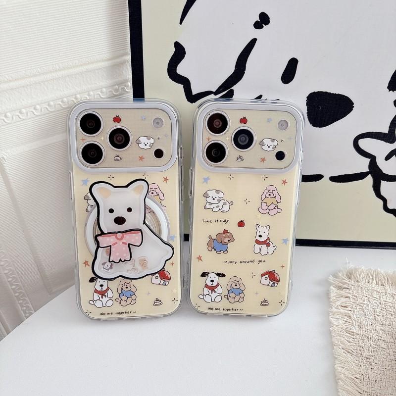 Cute Kawaii Dessert Shop Westie Dog Phone Case IPhone 17 Pro Max 16 Magnetic Snap-on Cover With Kickstand