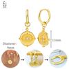925 Sterling Silver Needle Vintage Heart/Shell Pendant Earrings Round/Square Plate Hoop Earrings for Women Party Fashion Jewelry