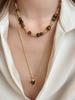 Retro Temperament Maillard Tiger's Eye Stone Pendant Necklace Women's Autumn and Winter Temperament Long Sweater Chain High-end Neck Chain