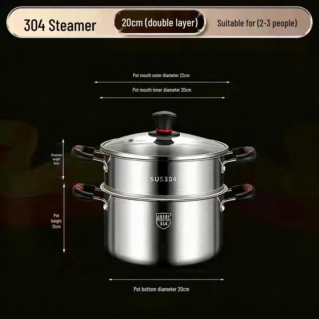316L Stainless Steel Soup Pot with Handles - Non-Stick for Steaming, Cooking, and Stewing On Induction Cookers