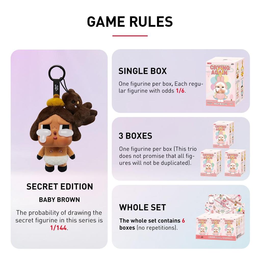 POP MART CRYBABY Crying Again Series Face Plush Toys Box of Pop Mart Gachapon Blind Box Figures Plastic Model Premium Toys PVC Soft Vinyl Original