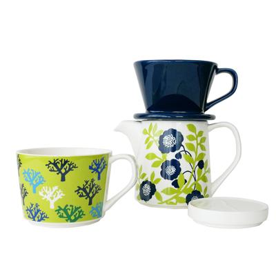Dolce Duo Nordic Style Coffee Ceramic and A Great Gift HU-1285 3-Piece Set Dripper, Pot, Mug. Idea.