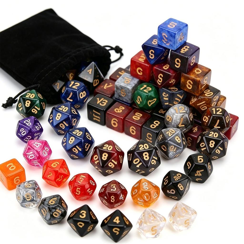 28Pcs Polyhedral DND Dice Set with Black Drawstring Pouch - Color-Coded RPG Dice for Dungeons & Dragons, Complete Tabletop  ZSY