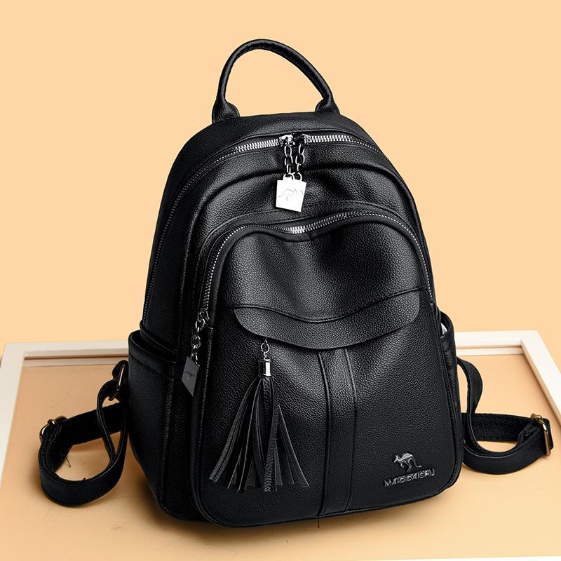 Soft Leather Fringed Backpack Women'S Fashion Casual Backpack Large Capacity Travel Bag Women'S Backpack Tide