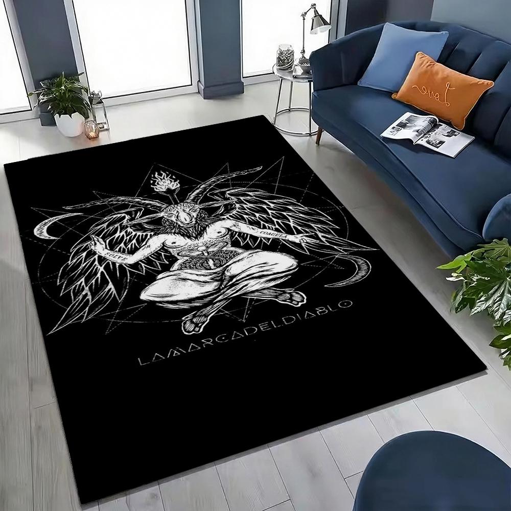 Dark Occult Baphomet Pentagram Art Indoor Rug Thick Nonslip Carpet For Hallway Doorway Kitchen Home Decor Birthday Gift