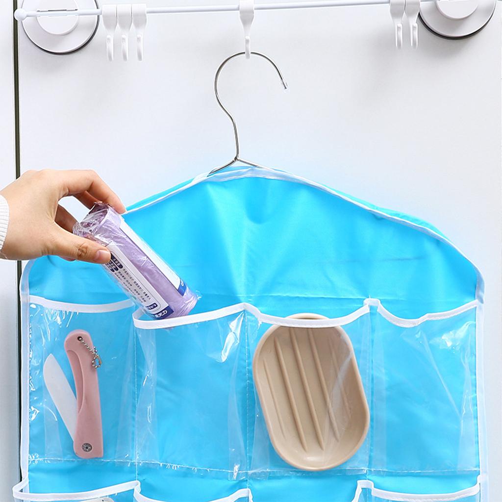 16 Grids Clear Hanging Clothes Storage Bag Transparent Laundry Closet Pocket Bag for Home Wardrobe Organizer Hanger Not Include