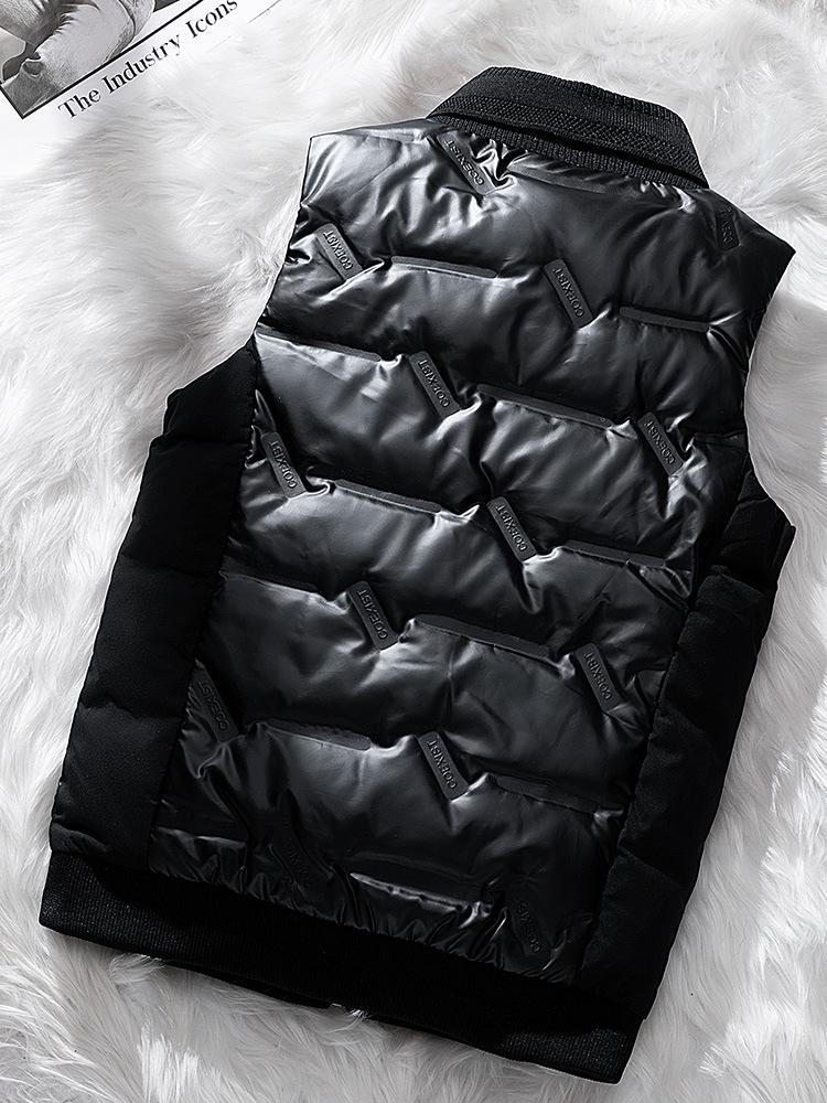 Men's Winter Shiny Padded Vest with Detachable Lapel 0909