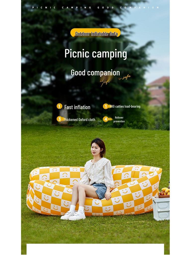 Portable Foldable Inflatable Sofa for Camping and Music Festivals - Quick Inflate In One Minute