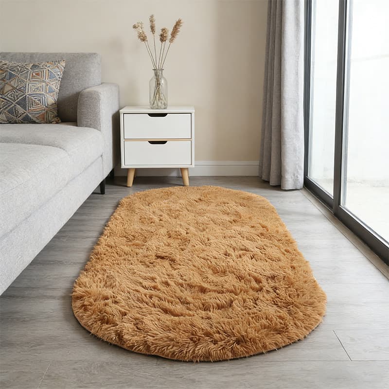 Rainbow Plush Carpet Oval Fluffy Rug For Girl Bedroom Long Pile Soft Beside Mat Large Area Rug Living Room Shaggy Kids Playroom Mat