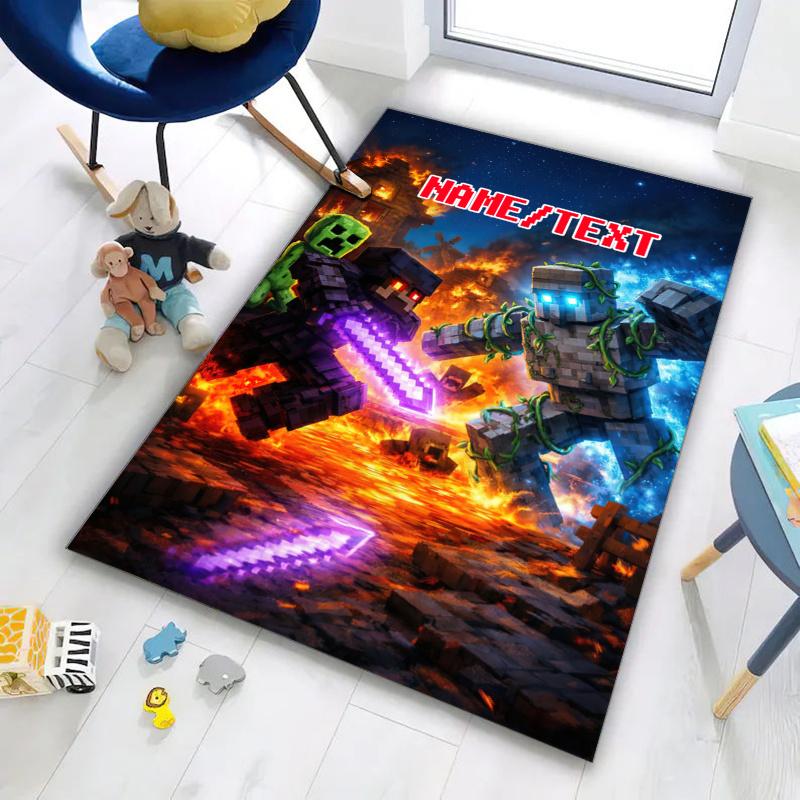 Custom name/text Minecraft Zombie Carpets Suitable Room Office Bedroom Door Mats Birthday Gifts Holiday Gifts Carpet Home Suitable Home Decor
