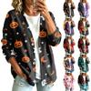 Lässige Damen-Jacke mit langen Ärmeln und Halloween-Print für Partykostüme und den Alltag