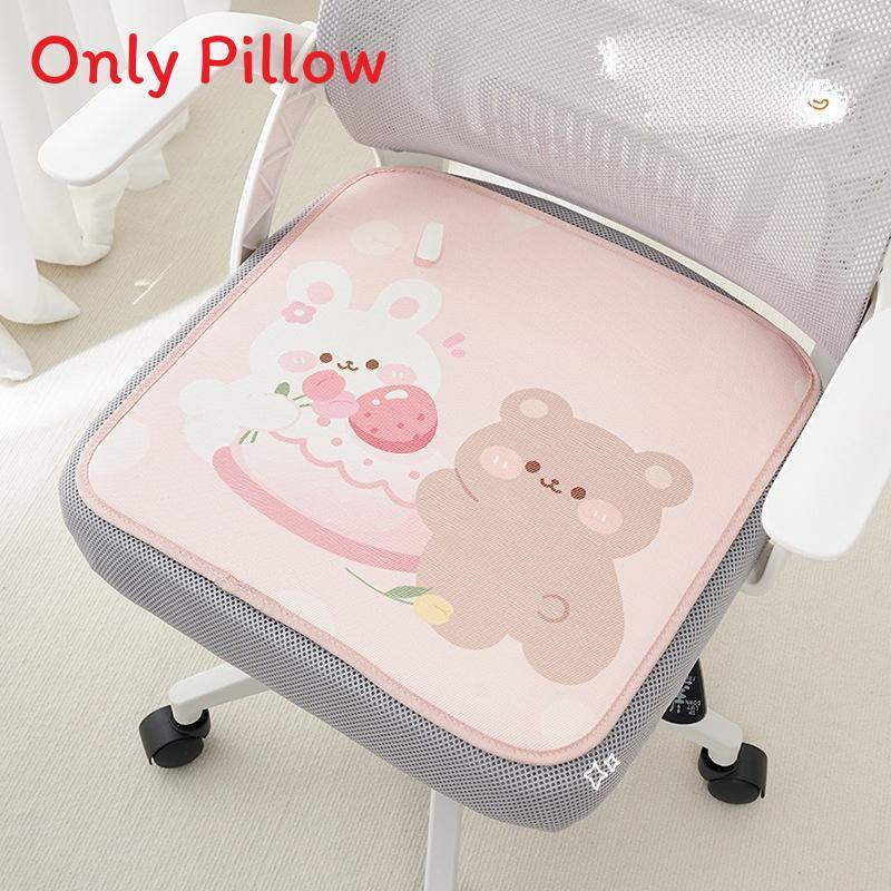 Cartoon Tulip Bear Rabbit Seat Cushion With Ice Silk Fabric For Office And Car Comfort