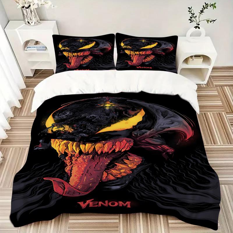 Venom Dark Fiery Print 3Pcs Bedding Setduvet Cover With 2 Bedropillowcase Home Birthday Gift
