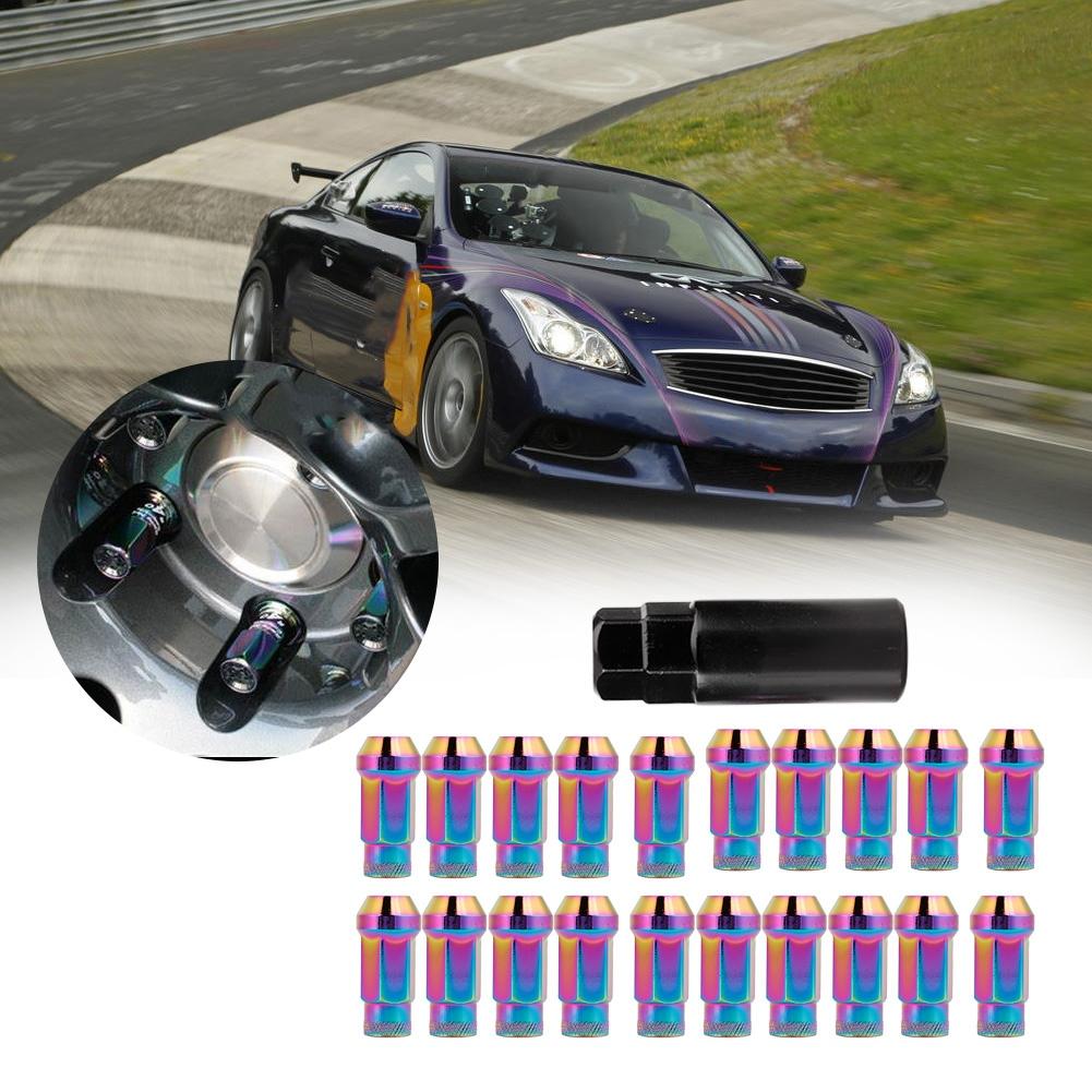 20Pcs M12*1.25 Iron Acorn Extended Open End Wheel Racing Lug Nuts with Key