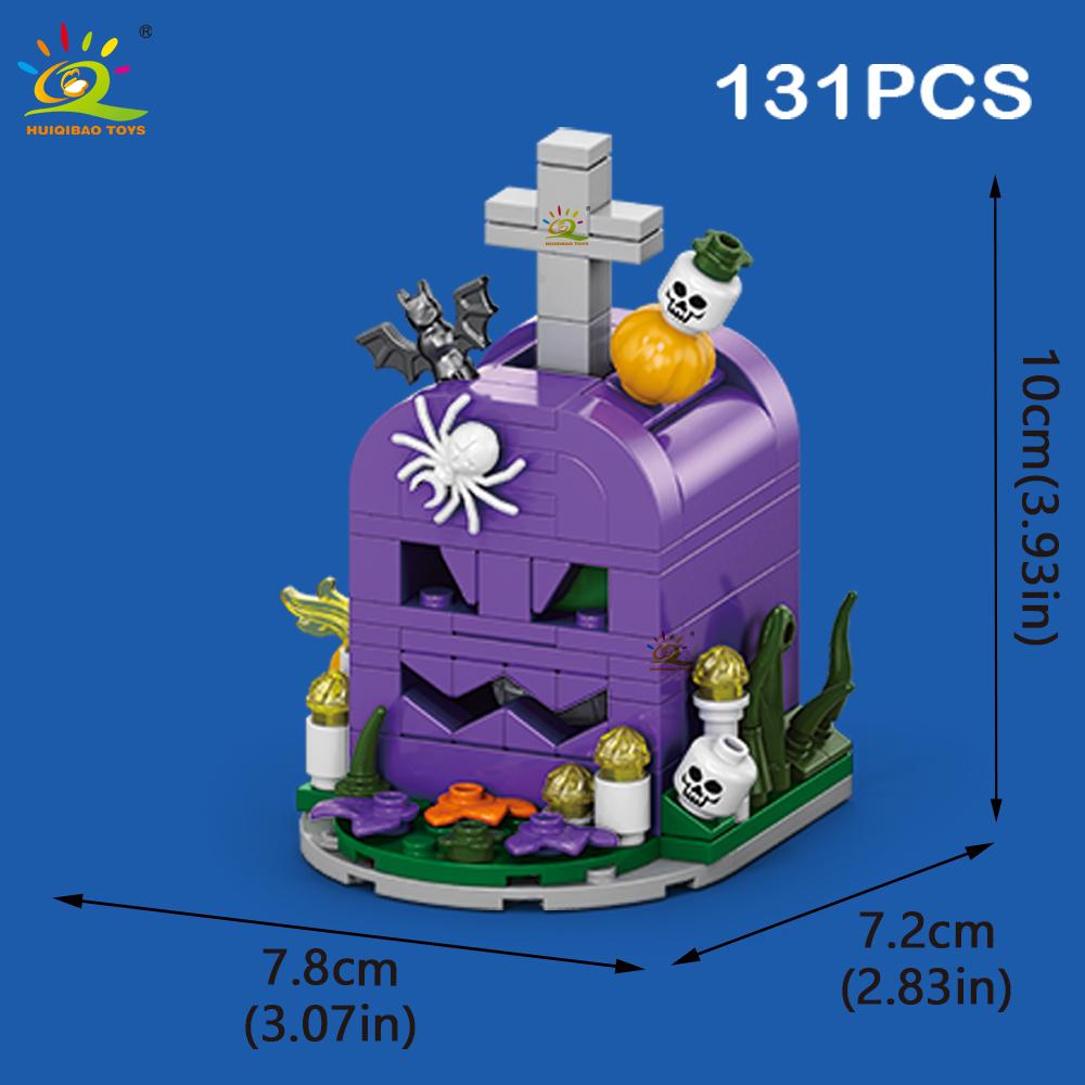 Ungiftige Halloween Modellbausteine Stadt Kürbis Geist Haus Zug Waggon Moc Steine Set Spielzeug Für Kinder Heimdekoration Geschenk