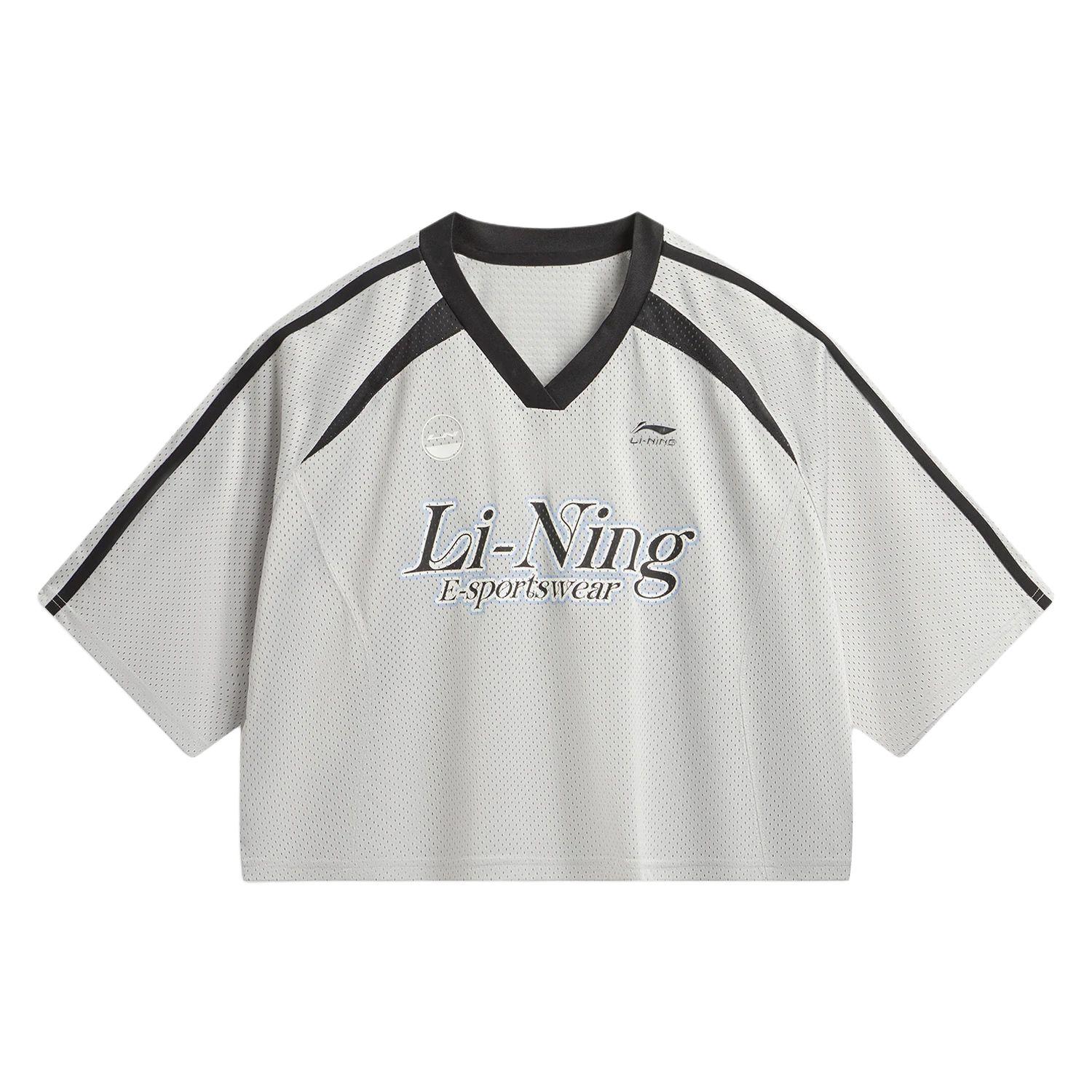 Li-Ning Sports Lifestyle Series Color Block Letter Soft Simple Versatile Short Sleeve T-Shirt Women tops ATSW254-1 S