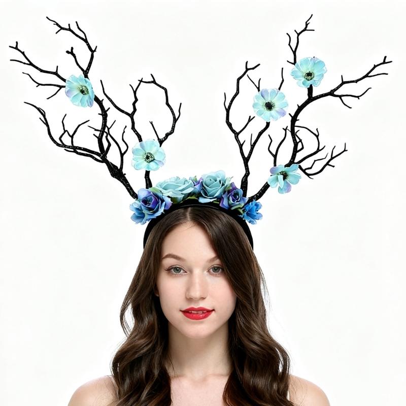 10Pcs Deer Antler Flower Crowns Headbands Tree Branches Headbands Antlers Headbands Cosplay Headdress Hair Accessories