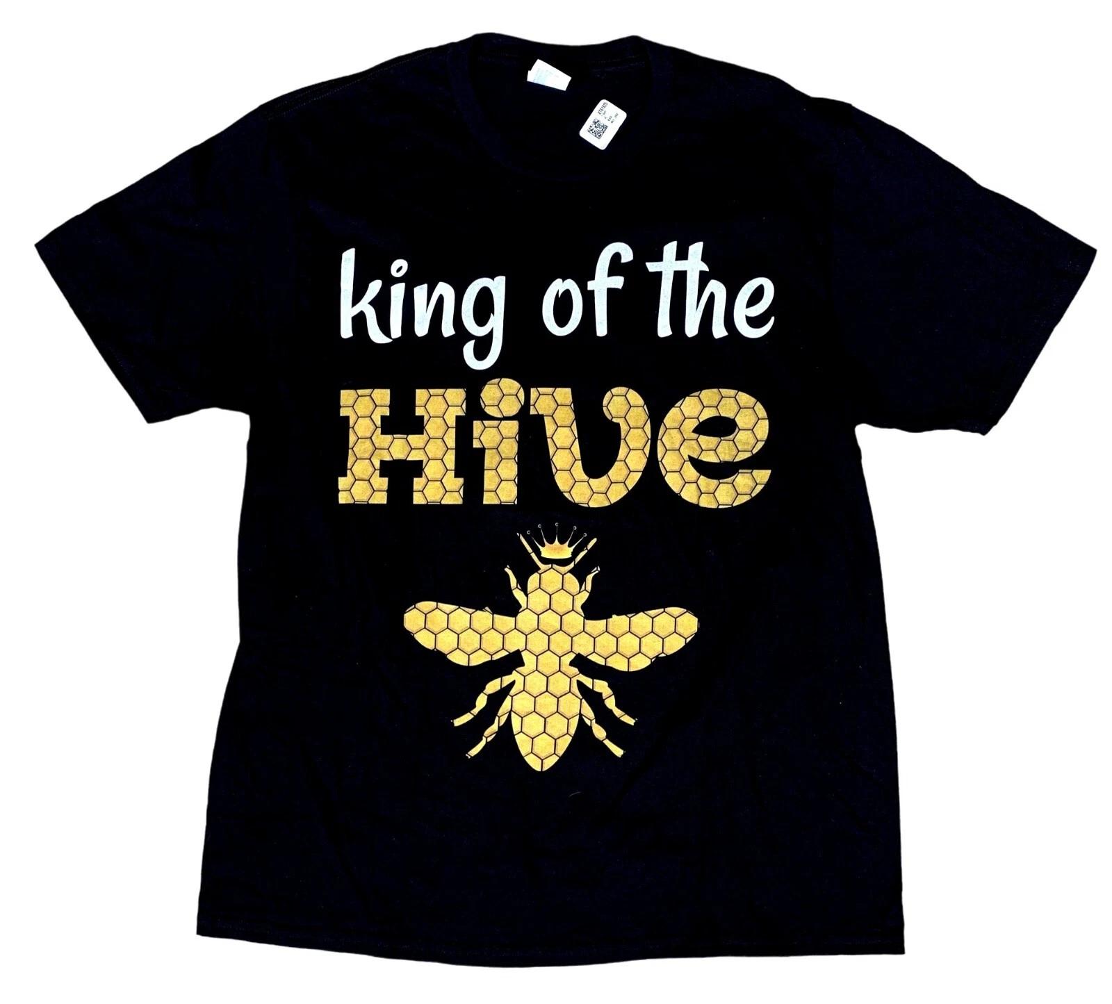 King of the Hive Bees 100% Cotton Black T-Shirt Size Large 2XL