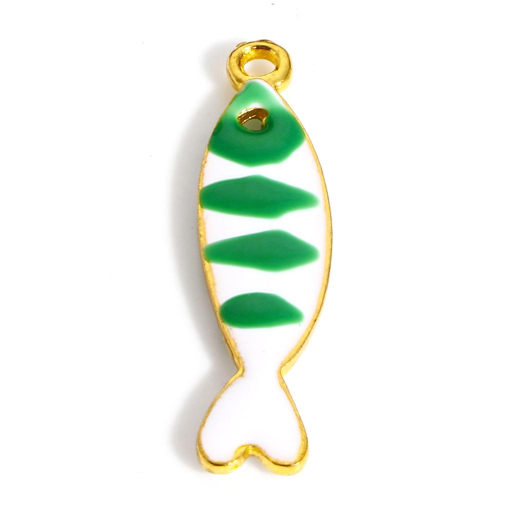 5pcs Fish Charms Double Sided Enamel Sequins Alloy Pendants For Diy Earrings Necklace Accessory Jewelry Making Findings  26x7mm