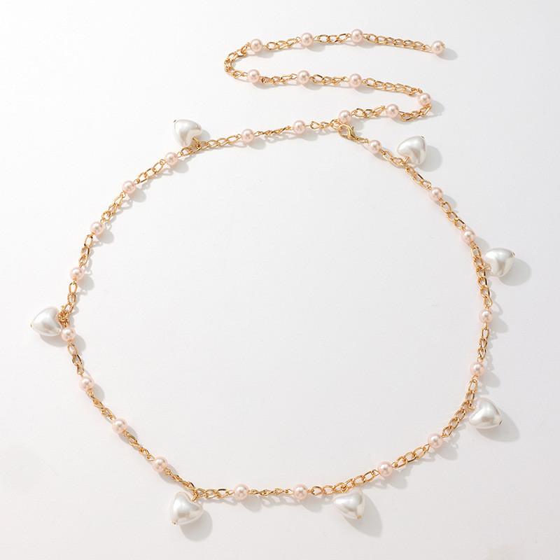 

Romantic Heart Shape Pearl Waist Belt For Girls With Handcrafted Beads And Hook Fastener