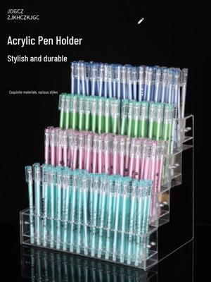 Acryl-Schreibtisch-Stifthalter mit Druckmechanismus-Kugelschreiber und Gel-Stift-Display-Ständer