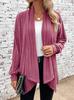 2026 Women's Solid Color Long Sleeve Loose Cardigan Jacket for Autumn and Winter