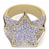 American popular five-pointed star men's ring plated with micro-inlaid synthetic zircon hip-hop hipster ring jewelry