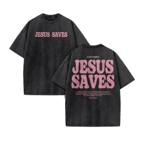 Christian Unisex Women Washed Graphic Print T Shirt Version Casual T Shirt Cotton Christian Vintage T Shirt Harajuku Style
