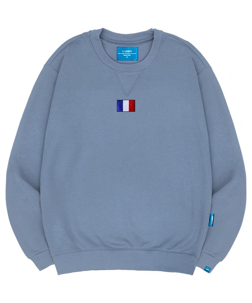 Ellamo Fleece-Lined M French Patch Sweatshirt Unisex Big Size S~4Xl (B Type)