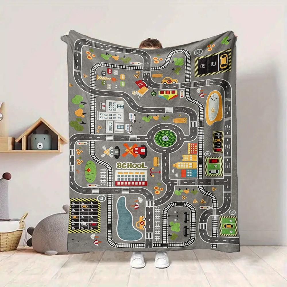 1Pc City Life Adventure Map Blanket Soft And Comfortable Casual Warm Camping Travel Christmas Halloween Xmas Gift M92853