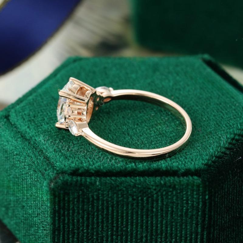 2023 New Copper Princess Ring with White Zircon Simulated Diamond