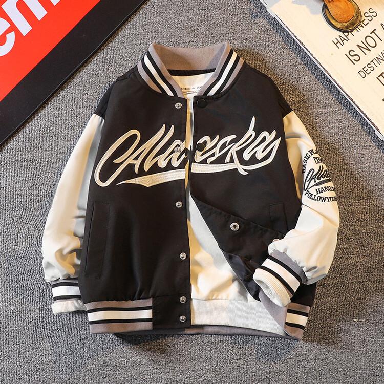 

Boys Fashionable Spring Baseball Jacket 2025 - Stylish Casual Coat for Middle and Big Kids 150 чорний