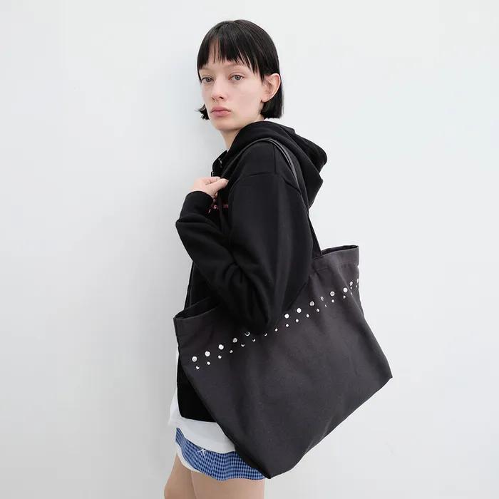Studded Canvas Bag (Charcoal)