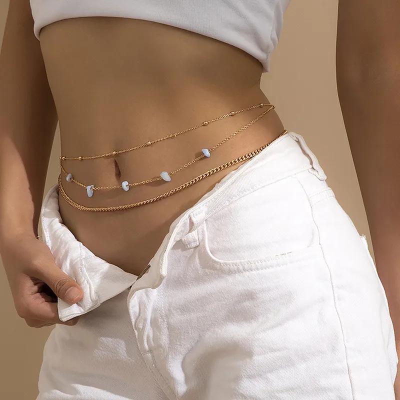 Simple Double Layer Bead Chain Ladies Waist Belly Chain Belly Belt Chain Body Jewelry Spring Summer Gifts