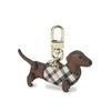 Brown Check Color Leather Keyring Dbho6ee84w3