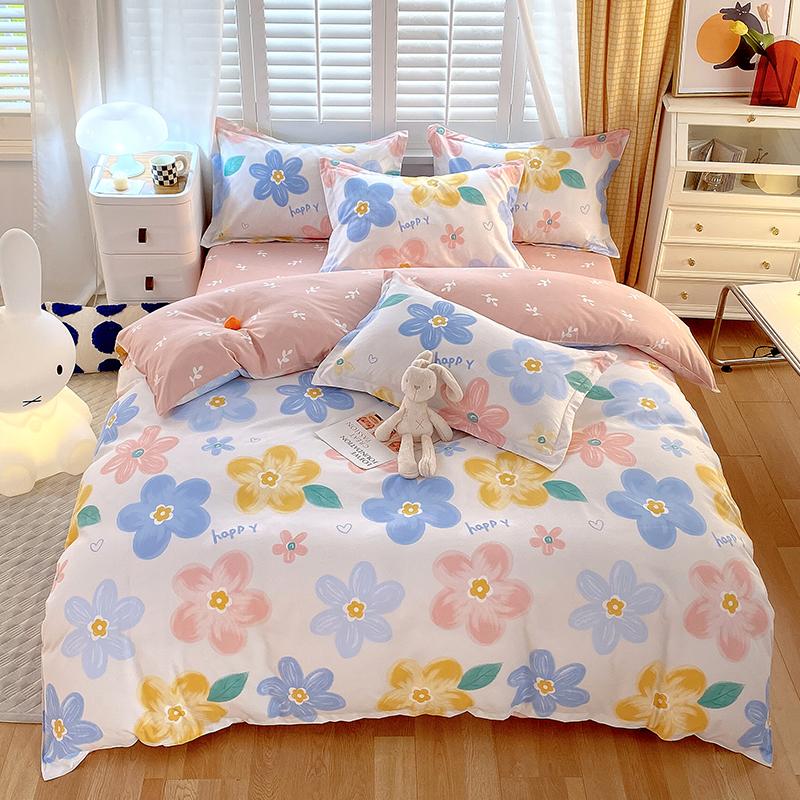 Flower Botanical Duvet Cover Set 3pcs Floral Bedding Set for Kids and Adults Comforter Covers Pillowcases, Washable Home Textil