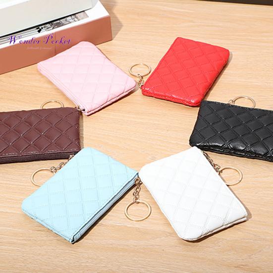Women Wallet Portable Mini Faux Leather Smooth Zipper Key Ring Cards Holder Solid Color Slim Wallet Coins Purse Adult Sex Wear