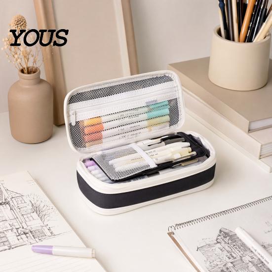 High-quality PP Pencil Box Multifunctional Case, Large Capacity Adjustable Bag, Retractable Stationery Storage Case and Organizer, Macaron Colors