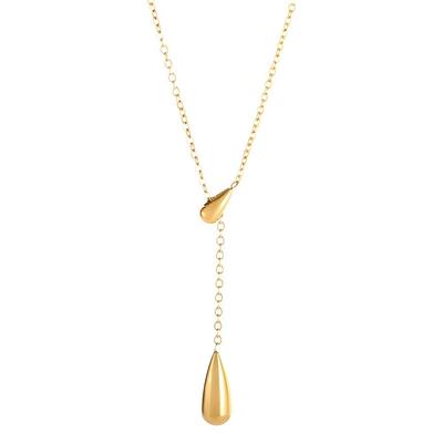 Titanium Steel Water Drop Tassel Necklace Adjustable Collarbone Chain  Jewelry Gifts