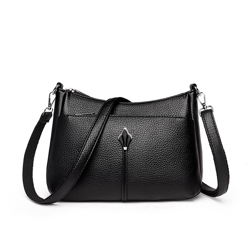 Populární módní texturovaná taška pro maminky, Jednoramenná crossbody taška z měkké kůže s vícevrstvým designem pod paži